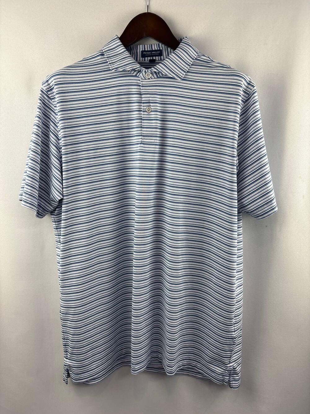 Men’s Peter Millar XL Blue & White Striped Golf Polo